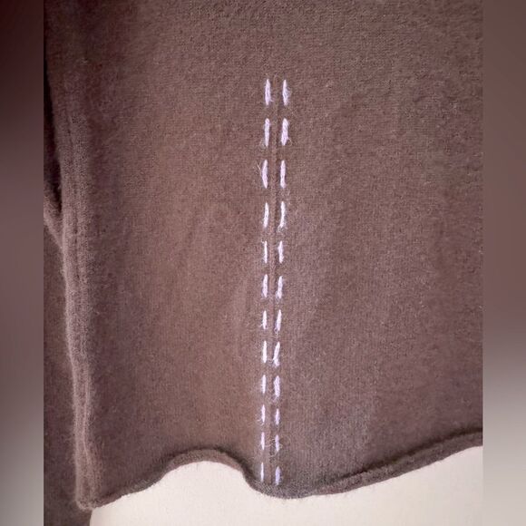 Vintage Cottagecore Rue Jacob Chocolate Lavender Cashmere Collared Sweater Sz 42 - Picture 4 of 7